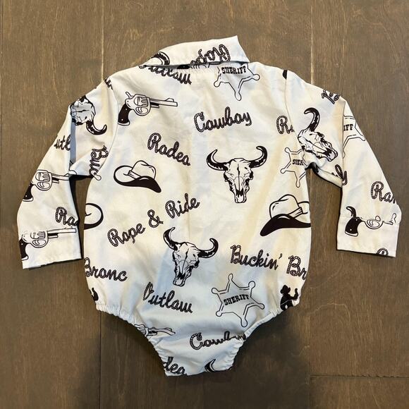 Shea Baby Cowboy Rodeo Western Snap Shirt Bodysuit Infant 3-6 Months Long Sleeve - Picture 3 of 8